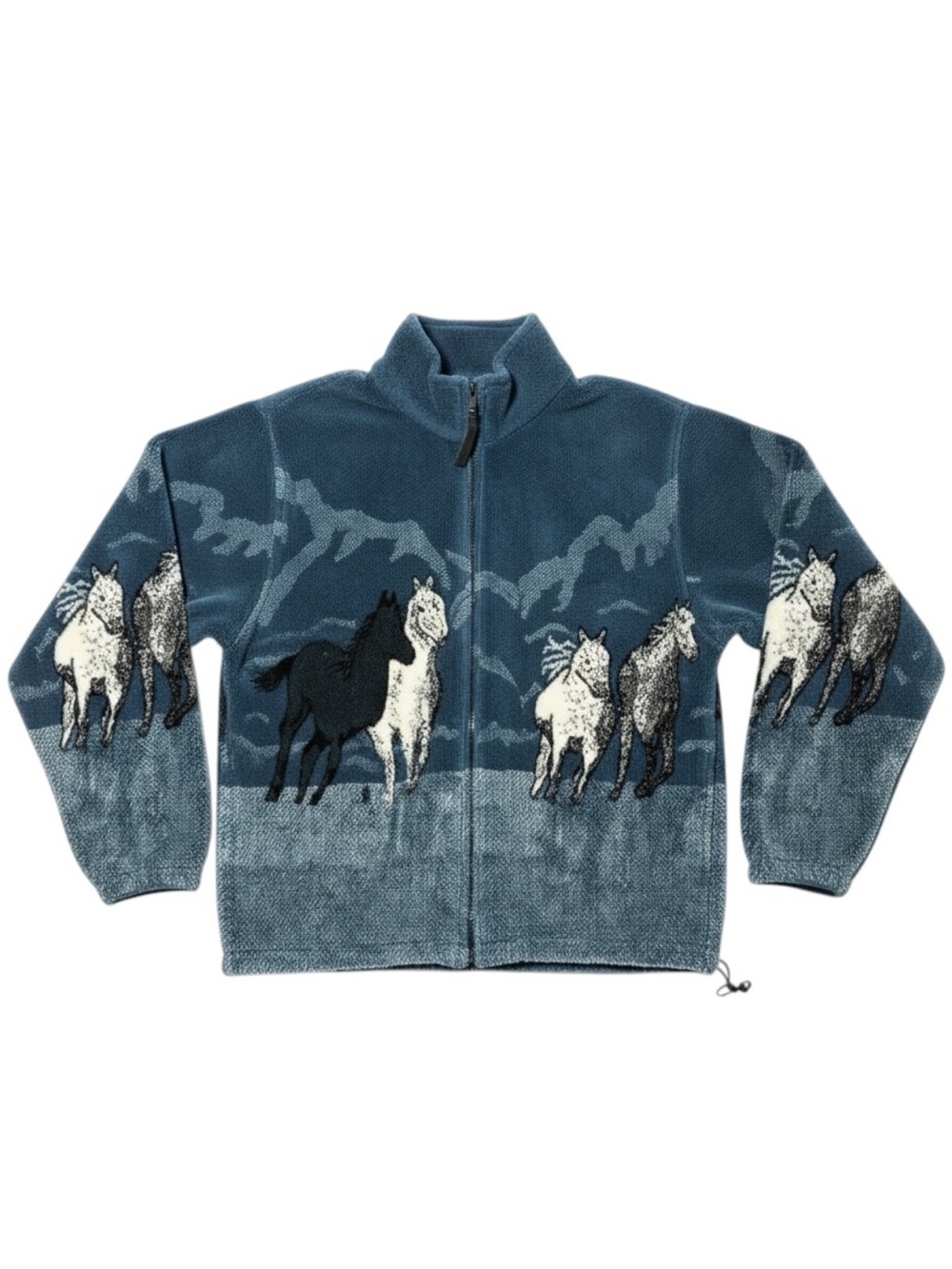 Vintage Greenfleece Horse Zip Up Oversized Fleece Equestrian Sweatshirt Unisex S